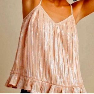 NWOT Anthropologie pink sequin top